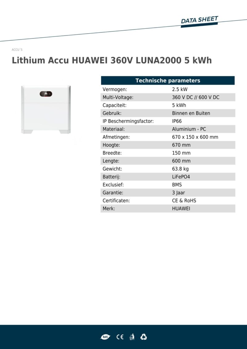 Lithium Accu HUAWEI 360V LUNA2000 5 kWh 1 - Store your own power